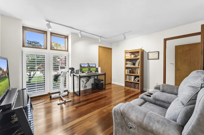 Main-floor bedroom used as a study