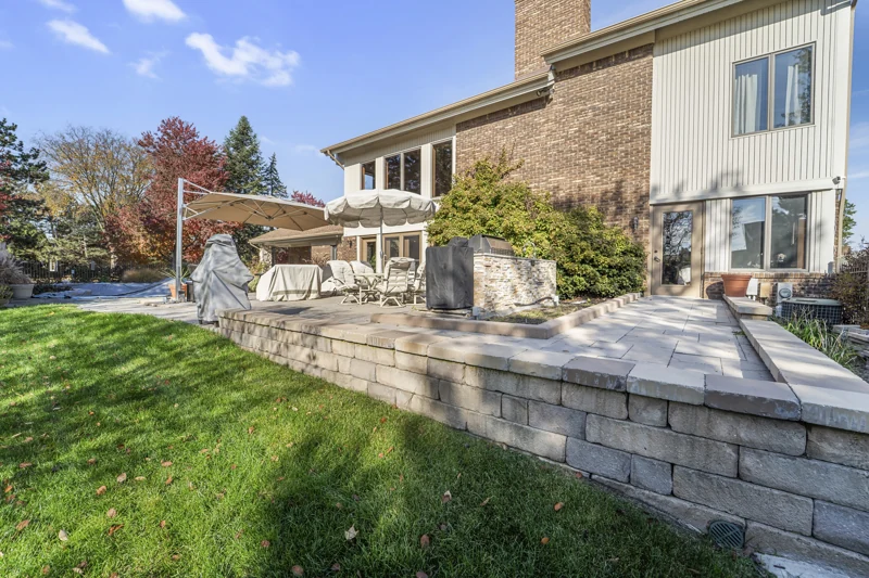 Rear exterior and stone terrace